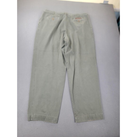 Abercrombie & Fitch Pants Mens 40x32 Green Weathered Chinos Pleated Twill Olive - Picture 13 of 14